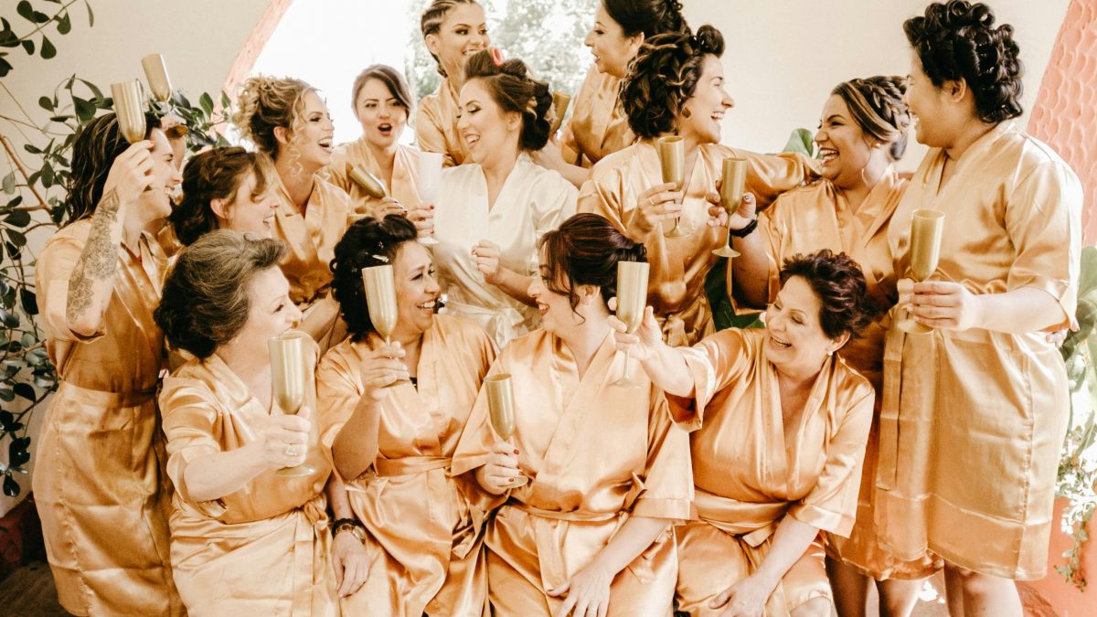 group of women toasting at engagement party