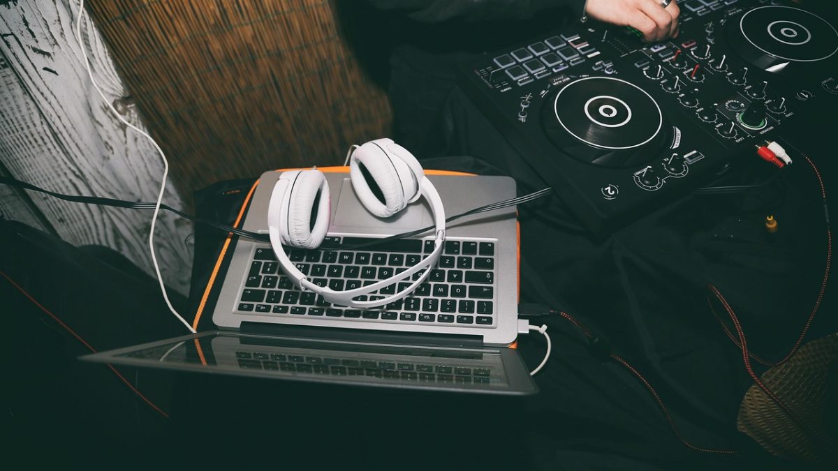 headphones and music mixing tools